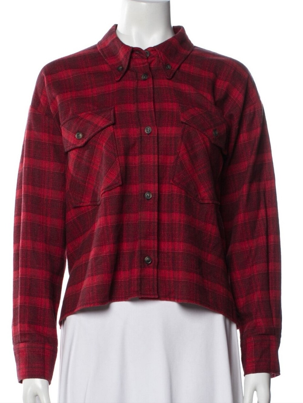 Isabel Marant Red Plaid Button-Down Shirt